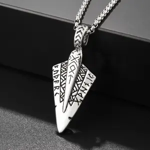 Trend Accessories, Alloy Men's Personality Hip Hop Double Sided Viking Symbol Arrow Necklace
