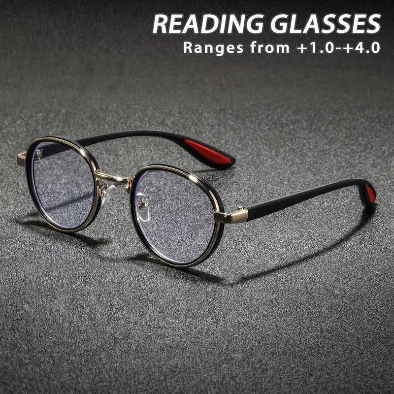 Men's Metal Round Reading Glasses, Circles Reading Eyeglasses, Casual Artistic Style, Modern American Fashion, Comfortable Old Readers, Trendy Eyewear, Trending Eyeglasses