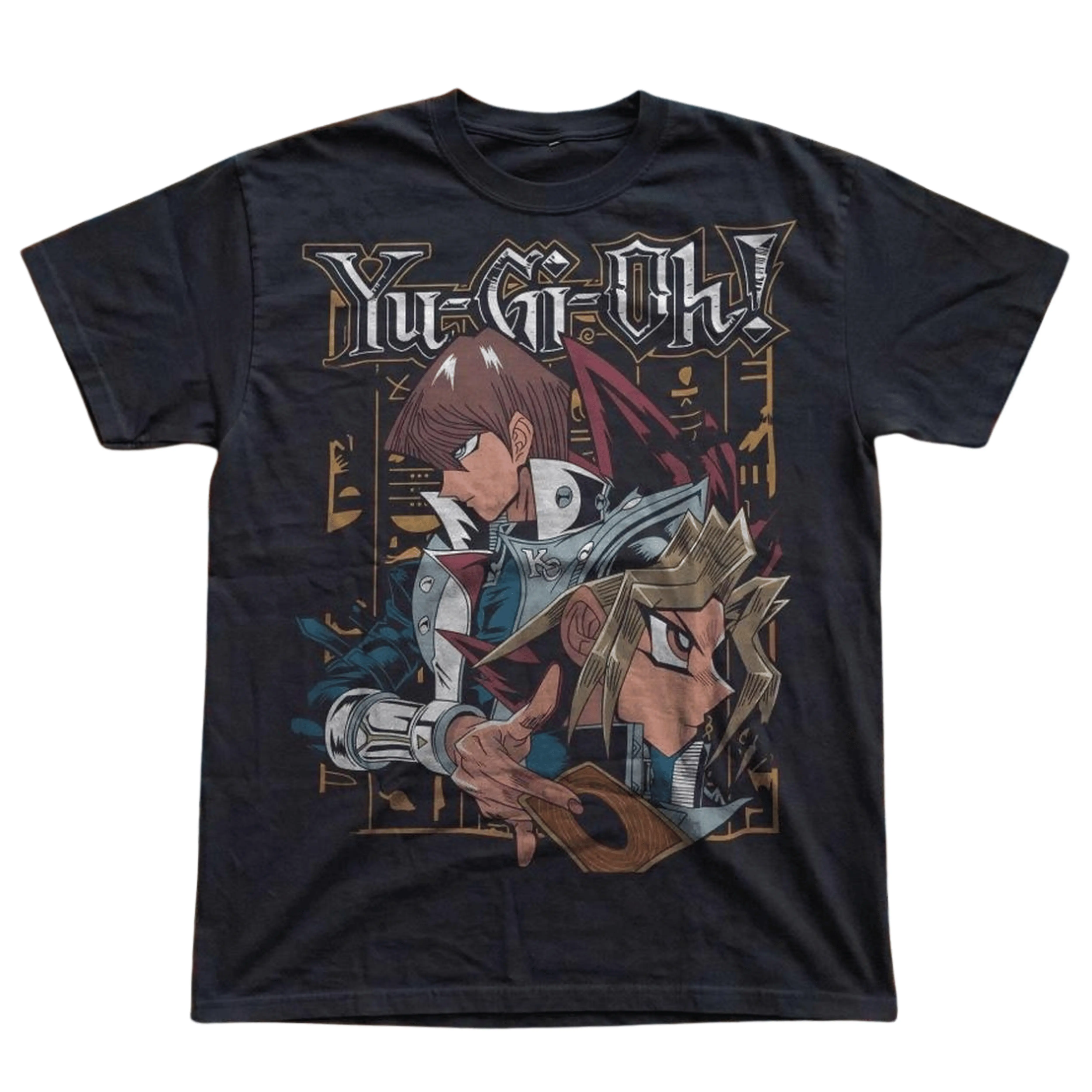 Gildan Men's and Women's T-Shirt, Vintage Yu-Gi-Oh Graphic Tee, Yugi Muto Seto Kaiba Shirt, It's Time To Duel Merch, Egyptian Hieroglyphs Top, Retro Trading Card Game Clothing, 90s Anime Streetwear, Grunge Otaku Apparel, Nostalgia Gamer Fan Gift Design