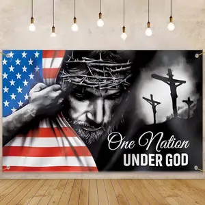 60in x 40in Tapestry 4th of July Backdrop,One Nation Under God Independence Day American Flag Background Patriotic Party USA Veterans Memorial Day Portrait Banner Photo Booth Photoshoot Decoration Supplies