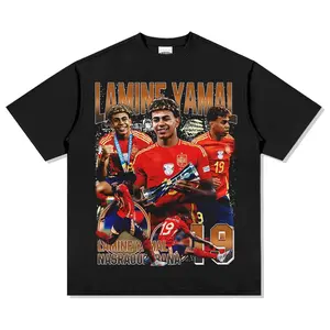 Spain Yamal printed cotton short sleeve T-shirt Summer football fans Sports T-shirt Championship souvenir Tees