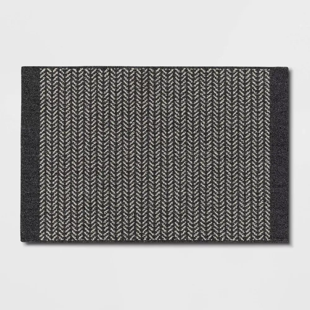 Tufted Fiber Accent Rug (2'5"x3'8" Gray) - Threshold, Washable Herringbone, Skid-Resistant, OEKO-TEX Certified for Indoor Use, Room Decor, House Decor, Home Interior