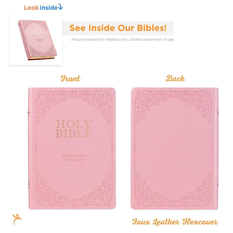 KJV Holy Bible, Giant Print Full-size Faux Leather Red Letter Edition - Thumb Index & Ribbon Marker, King James Version, Pink Imitation Leather – Large Print, March 1, 2020