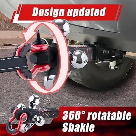 TYT Tri Ball Trailer Hitch Mount 2" Receiver - 3-in-1 Towing System w/ 2-5/16" 2" 1-7/8" Hitch Balls, Locking Security Pin, Tow Hook & Clevis Shackle - Heavy Duty for Trucks, RV, Boat Trailers (Father's Day Gift)