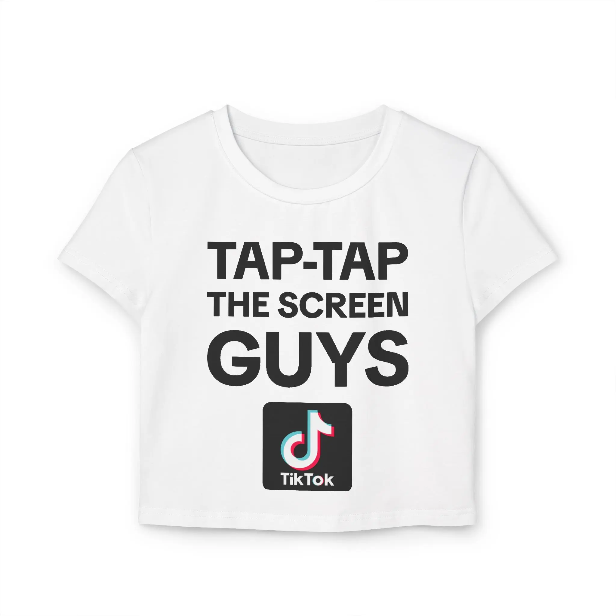 Baby Tee, "Tap-Tap the Screen, Guys" Funny TikTok Host Livestreaming Catchphrase Shirt, Women's T-Shirt, Graphic Tee, Social Media Apparel, Trendy Top, Gift for Her