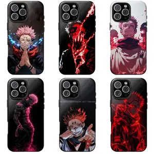 Cursed Sorcerer Tattooed Warrior Phone Case, Aesthetic Dark Anime Phone Cover, Urban Pink Haired King Graphic Accessory, Protective Shockproof Mobile Skin, Edgy Manga Art Tech Shell