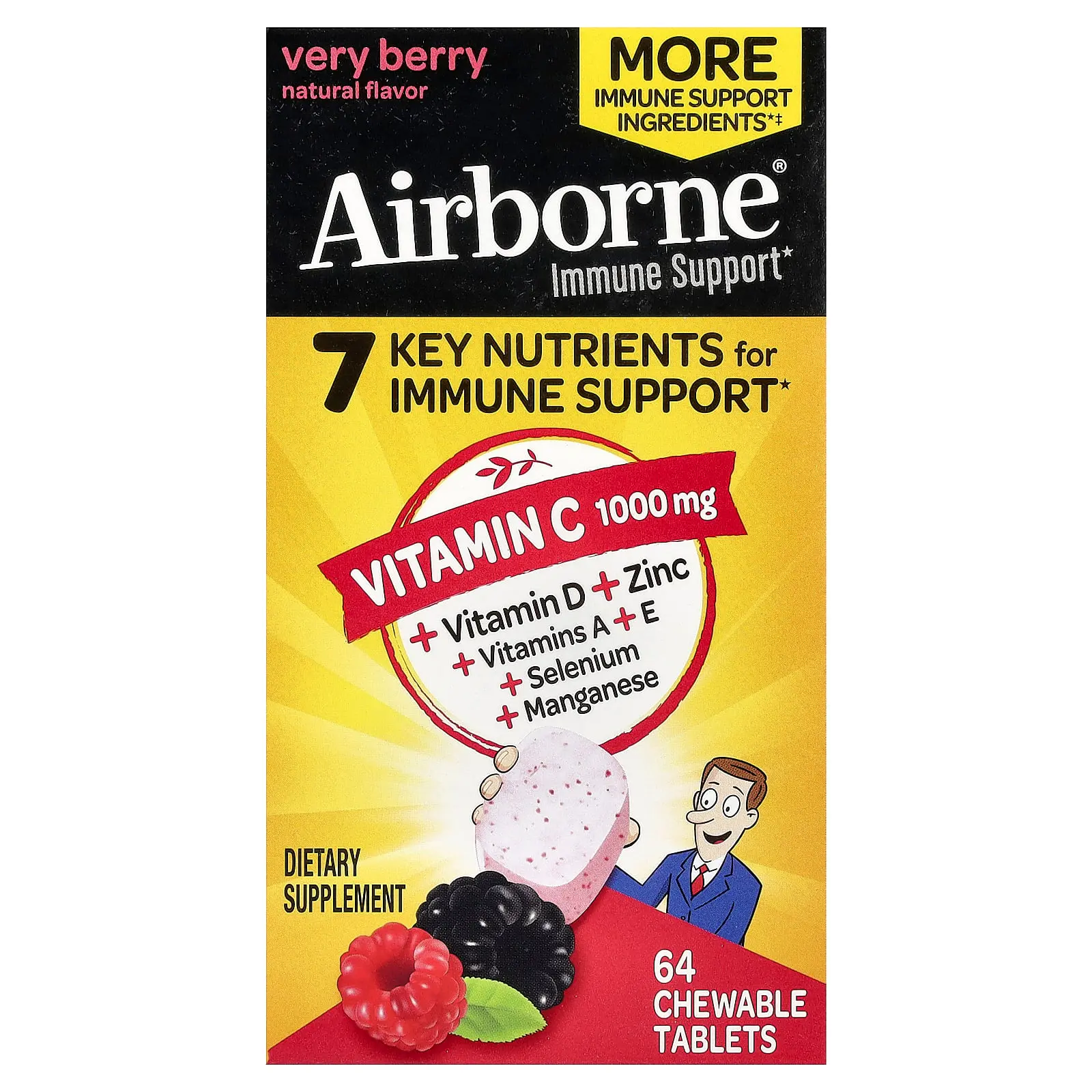 AirBorne Immune Support, Very Berry, 64 Chewable Tablets
