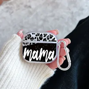 LeopardMom Pattern Protective Case for AirPods 4/3/2/1/Pro/Pro2 Soft TPU Earphone Cover, Transparent with Keychain