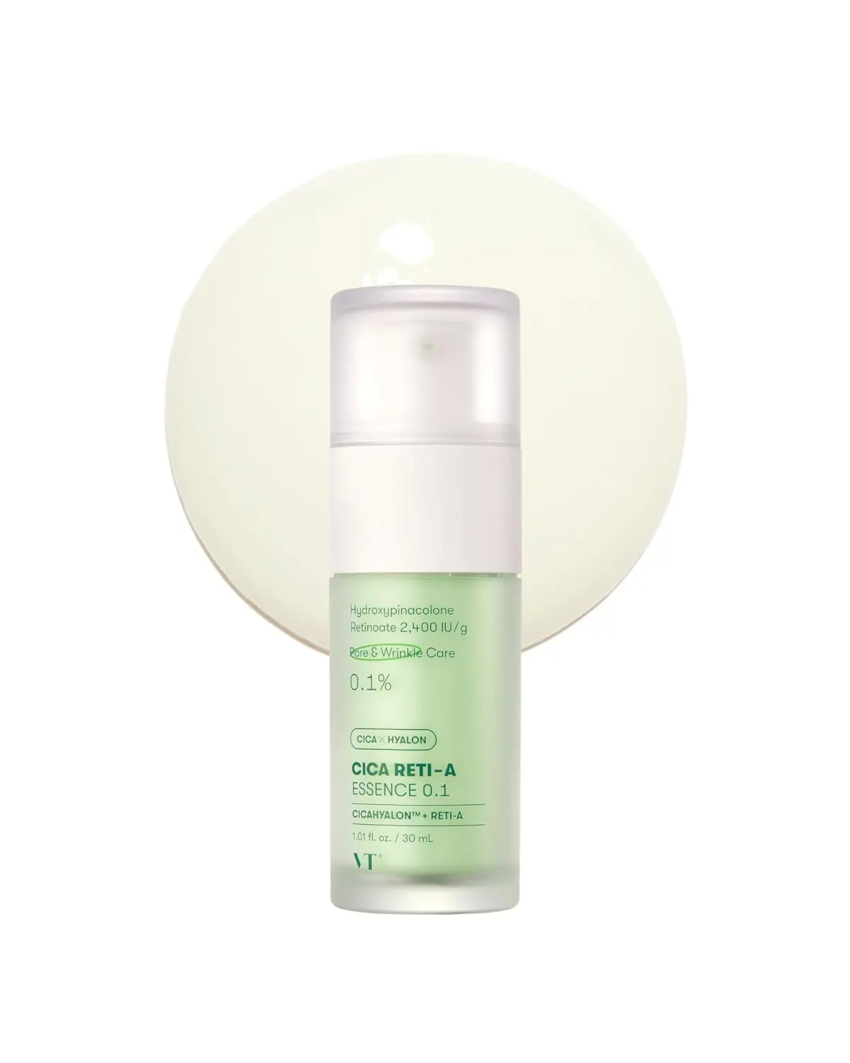 VT Cosmetics Cica Reti-A 0.1% Retinol Essence, Lightweight Soothing Serum with LHA for Sensitive Skin, Hydrating Moisture for a Smoother Texture (1.01 fl oz), Nourishing, Cruelty Free, Clearing, Moisturizing, Alcohol Free, Bottle, Even Out Skin Tone & Tex