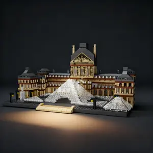 3377-Piece Louvre Museum Building Blocks Model Set, Abs Material, High Difficulty Puzzle, Suitable for Kids over 6 Years, Ideal Gift & Home Decor