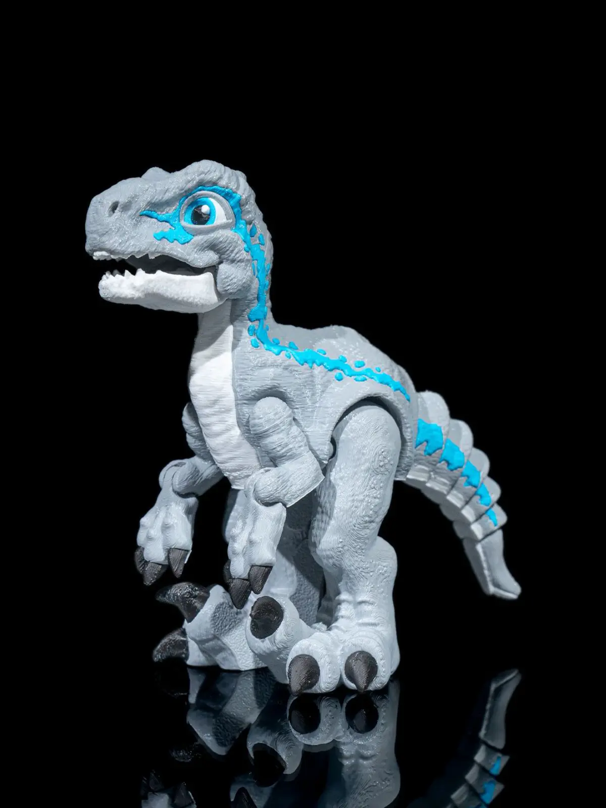 STLFLIX Plastic Articulated Velociraptor Statue - Adult Desk Home Decor Piece with Light & Prints, None Assembly Required, Durable