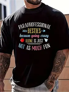 % Paraeducator & Paraprofessional Appreciation Paraprofessional Besties T Shirt Women'S Men'S Graphic Tee Causal Tops Fashion Tshirt Short Sleeve T Shirtnew Unisex T Shirtfashionable Loose Design Anime Printed Pure Retro Round Neck Men'S Short Sleev