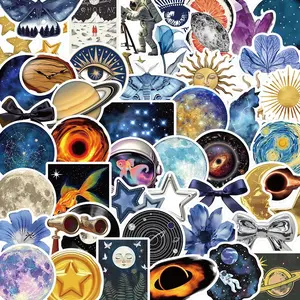 Universe Themed Sticker (50pcs/set), Cartoon Pattern Decorative Sticker, DIY Decals for Water Bottle, Laptop, Phone Case, Scrapbooking, Journal Making, Screen Protector, Cellphone