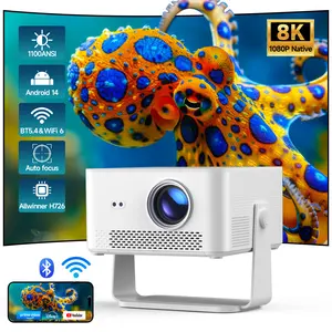 HY450Max Projector 8K Decode Auto Focus 1100ANSI 12W Speaker HDR10+ Android 14.0 Dual WiFi6 BT5.4 Fully Automatic Keystone 1.0:1 Throw Ratio Screen Recognize & Automatic Obstacle Avoidance Home Cinema, Movie, Audio