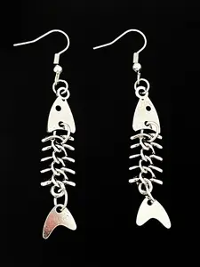 Fish Bone Grunge Earrings for Women, Long Punk Personalized Fish Earrings, Creative Exaggerated Gothic Earring, Y2K Jewelry Gifts