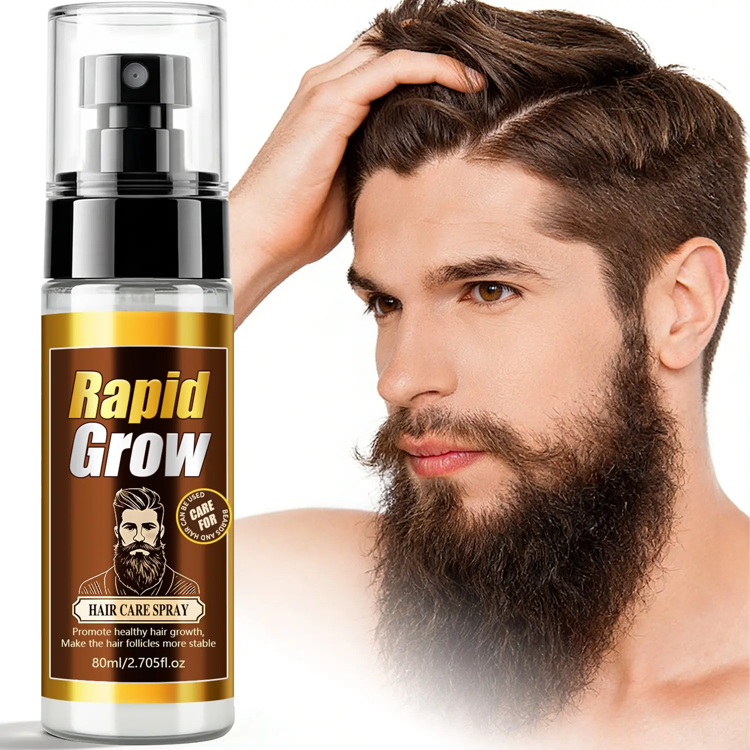 Rapid Grow Rosemary Spray for Hair Growth 80ml Hair Regrowth Haircare Hair Growth Products | Natural rosemary extract awakens healthy hair follicle growth | Thickens hair strands and adds shine, can be used on hair and beard, refreshing and non-greasy.
