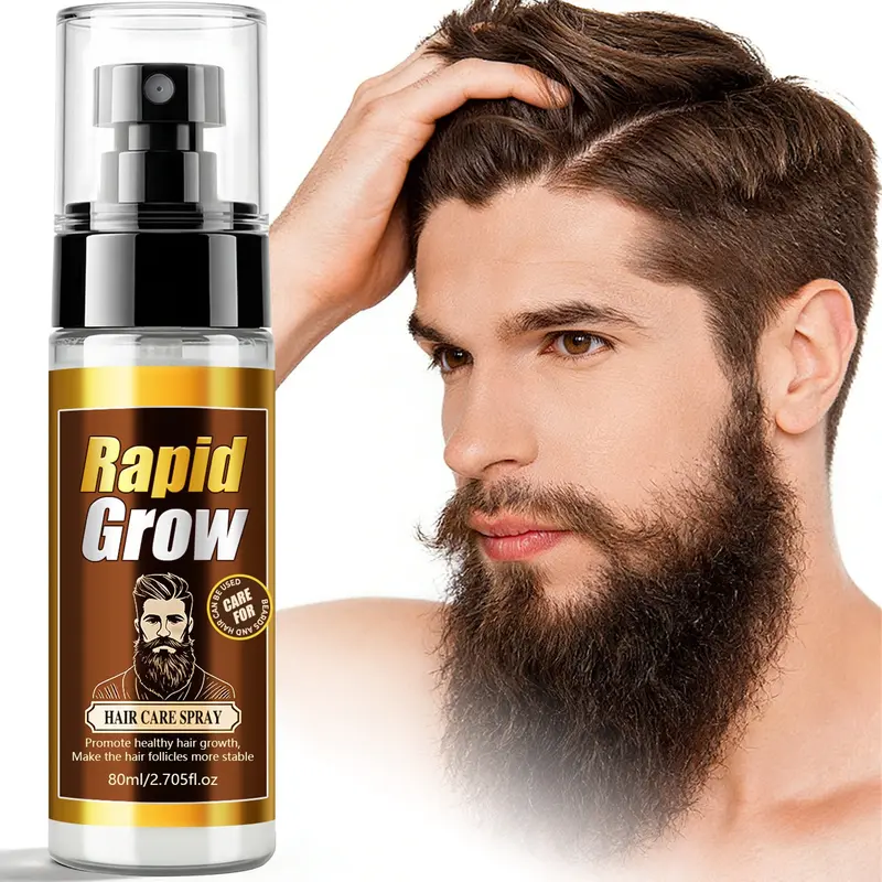 Rapid Grow Rosemary Spray for Hair Growth 80ml Hair Regrowth Haircare Hair Growth Products | Natural rosemary extract awakens healthy hair follicle growth | Thickens hair strands and adds shine, can be used on hair and beard, refreshing and non-greasy.