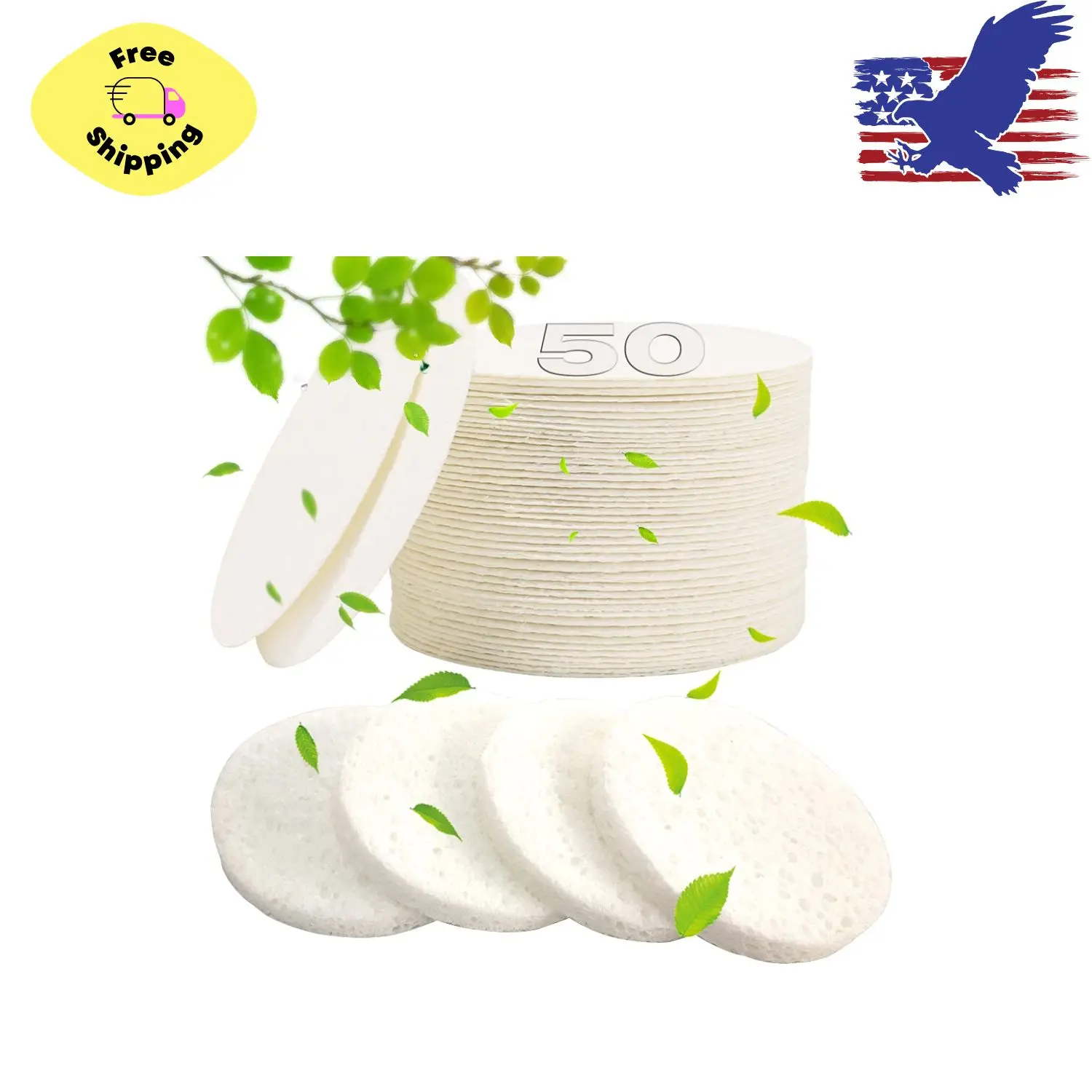 Facial Sponges 50 Count Compressed Spa Sponges for Face Clean