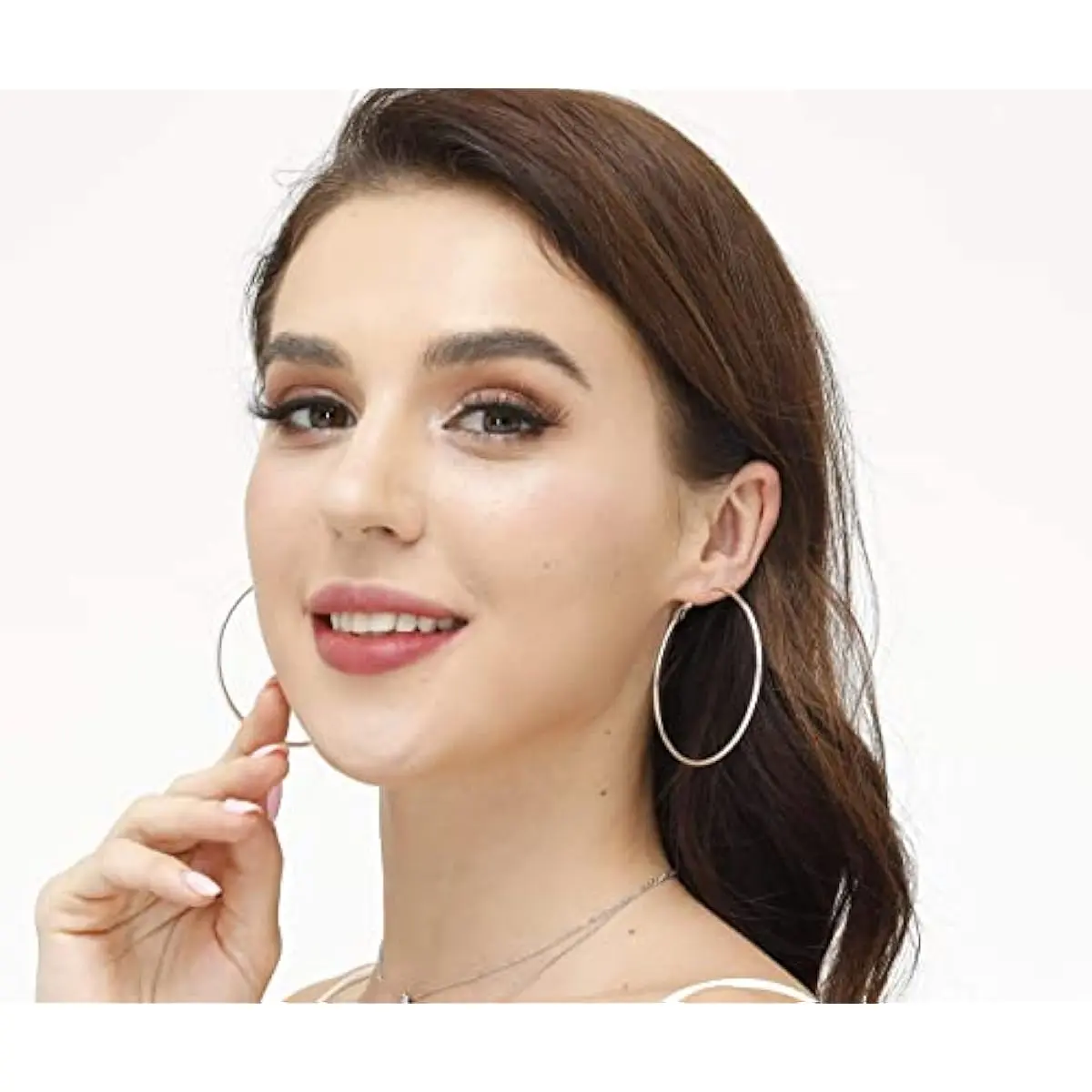 3 Pairs Sterling Silver Hoop Earrings, 14K White Gold Plated Big Hoop Earrings Set for Women 40 50 60MM 3 Pairs Sterling Silver Hoop Earrings, 14K White Gold Plated Big Hoop Earrings Set for Women 40 50 60MM