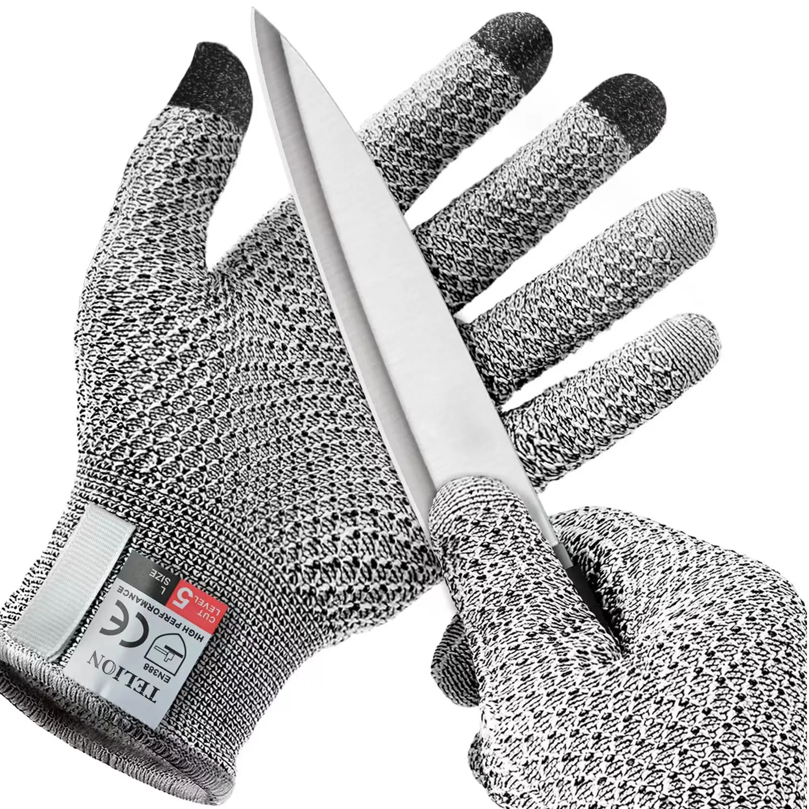 Level 5 Cut-Resistant Touchscreen Gloves, Food-Grade Multi-Functional Work Safety Gloves for Butchering, Fish Processing in Glass Kitchens
