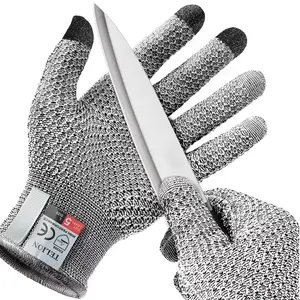 Level 5 Cut-Resistant Touchscreen Gloves, Food-Grade Multi-Functional Work Safety Gloves for Butchering, Fish Processing in Glass Kitchens