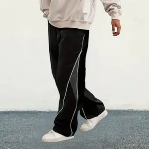Trendy Men's Straight-Leg Pants - Polyester Material, Sleek Silhouette, Versatile for Casual & Smart Events, Modern Fashion Statement Piece Beige Menswear