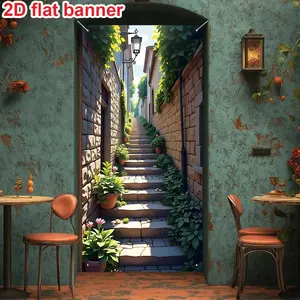 Artistic Door Curtain Set, Polyester Fiber 35.4x70.8 Inches Indoor/outdoor Decor, Ideal for Home Office Bedroom Kitchen Living Room