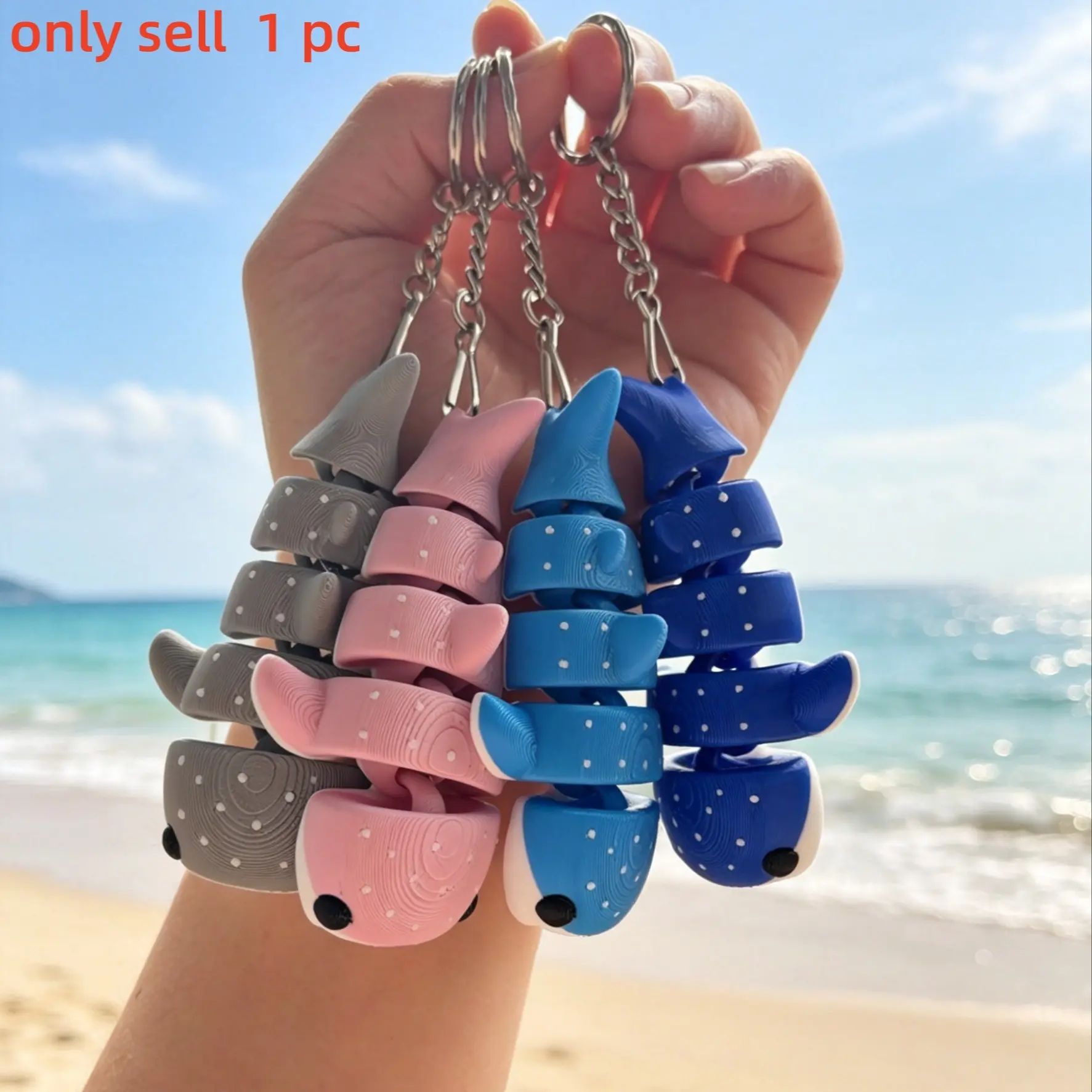 Vibrant Whale Shape Aesthetic Keychain Charm, Car Key Chains, 3D Printed, Perfect for Car Keys or Bags, Fashionable and Unique, Fun Party Accessory, Ideal Party Gift