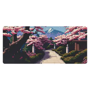 Pixel Blossom Deskpad | Water-Resistant | 5mm Thick | Anti-Slip Rubber Base | Soft-Polyester Top
