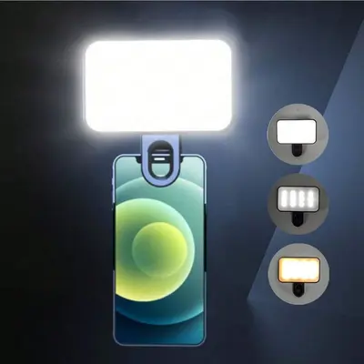 Clip-On LED Video Light For Phone - 2000mAh, 10 Brightness Levels, 3 Color Modes, CRI 95+, For Selfies, TikTok, Zoom Calls, Makeup