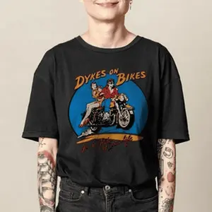 Dykes on Bikes Shirt, Lesbian Pulp 50's Retro Tee, Butch Lesbian Top, Vintage LGBTQI + Pride Clothing, Sapphic Biker Gifts for Girlfriend