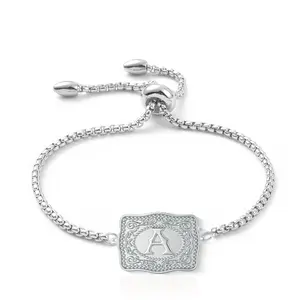 26 English Alphabet Belt Buckle Bracelet Embossed Copper Bracelet Belt Buckle Bracelet Luxury Jewelry