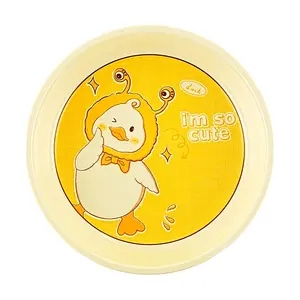 Golden Lion Cute Ceramic Dinner Plate - Yellow Duck Design, 8-Inch Round Dish for Kitchen & Dining
