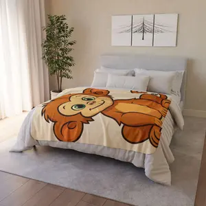 Cozy Monkey Fleece Sherpa Blanket, Cute Kids Blanket, Animal Lover Gift, Nursery Decor, Plush Throw Blanket