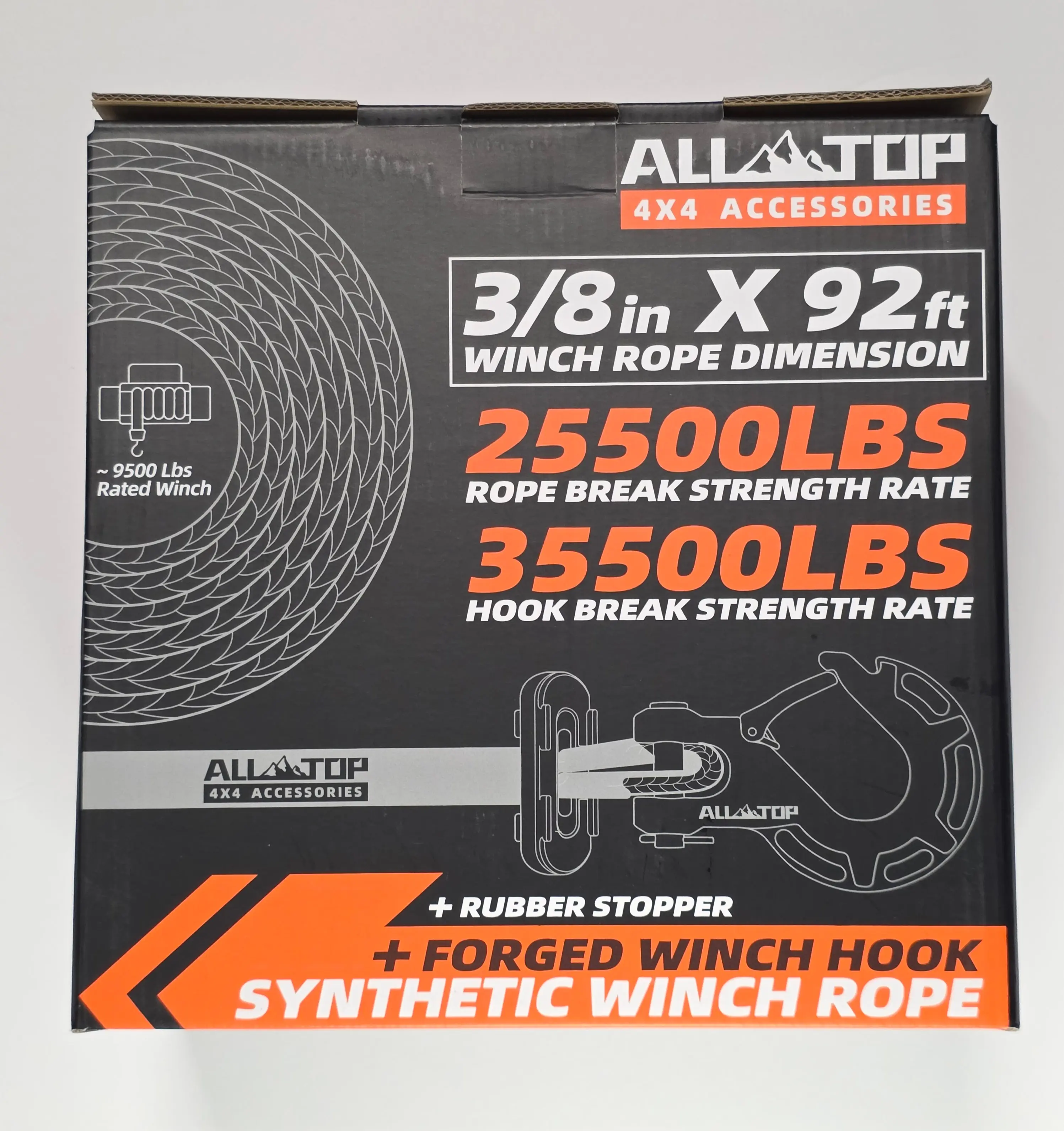 Synthetic Winch Cable Kit with Forged Winch Hook ALL-TOP