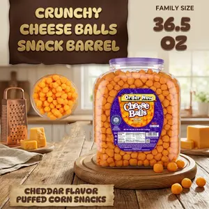 Puffed Cheese Ball Snacks, Cheddar Style Crunchy Bites, Large Resealable Container, Party and Family Snack, 36.5 oz