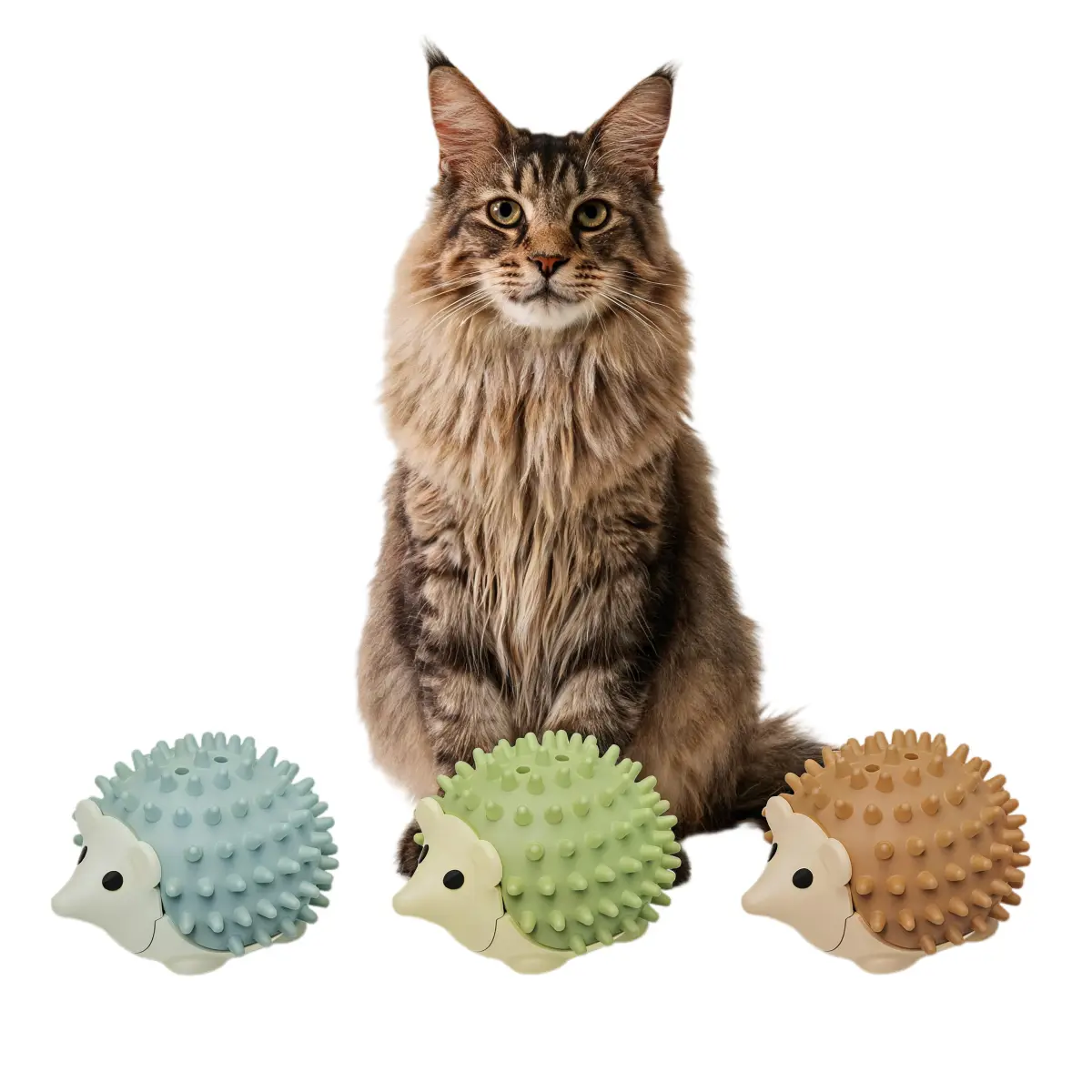 Hedgehog-Shaped Catnip Interactive Toy for Indoor Cats & Kittens - Spiked-Soft Textures, Bite-Resistant Silicone Licking Ball with ABS-TPR, Stress Reliever, Teeth Cleaning, Gum Massaging, Breath Freshening, Easy to Clean