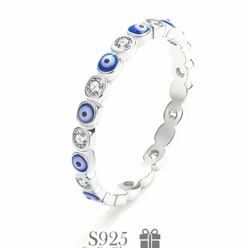 925 Sterling Silver Fashion Eye Design Ring, Fashion Jewelry for Party, Daily Clothing Decor, Trendy All-match & Exquisite Engagement Ring for Birthday Gift