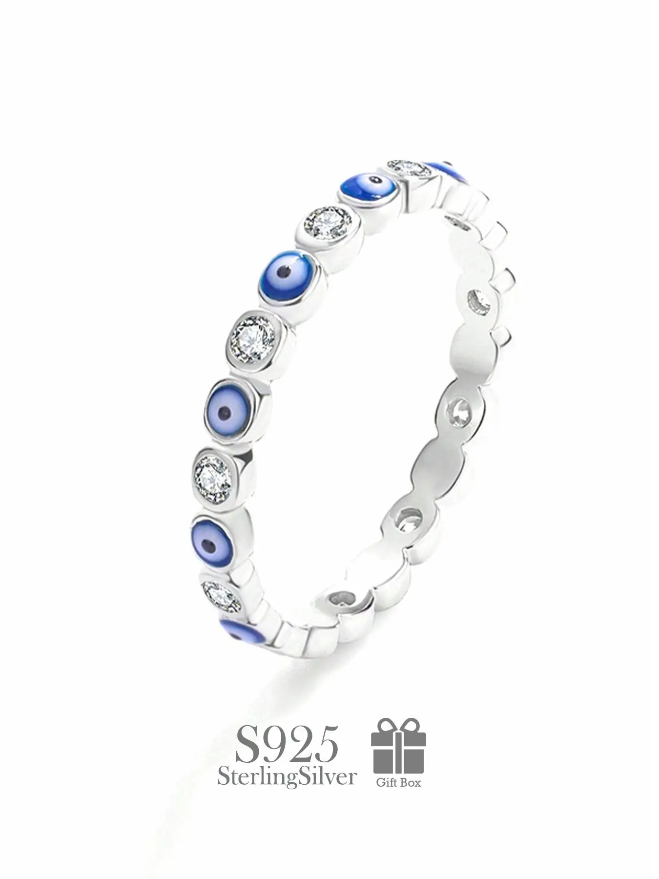 925 Sterling Silver Fashion Eye Design Ring, Fashion Jewelry for Party, Daily Clothing Decor, Trendy All-match & Exquisite Engagement Ring for Birthda