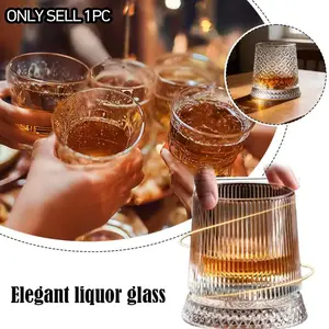 Rotating Whiskey Cup, 360-Degree Glass Crystal Cup, Stress Relief Tool, Heavy Base Dynamic Glass Cup, Unique Gift for Men, Whiskey Drinking Glass, Whisky Glass