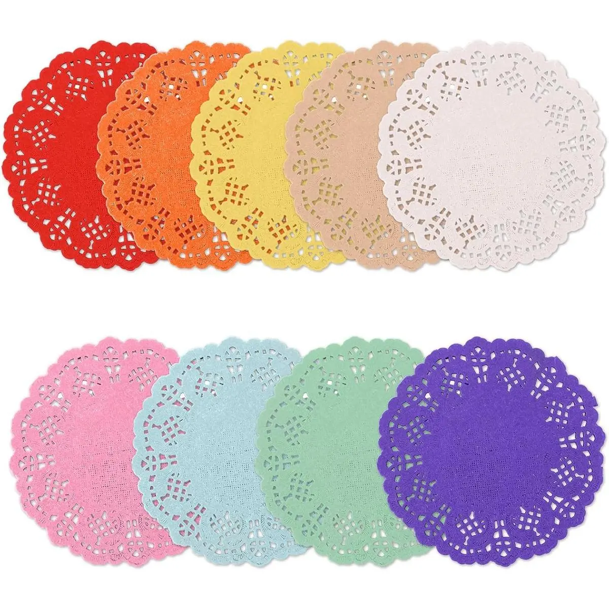 Small Round Doilies, 180 Pcs 3.5 Inch Colored Lace Paper Doilies Mini Paper Doilies Disposable Paper Placemats Round Lace Doilies for Tables, Plates, Dessert Trays, Cakes, Party Buffet Supplies
