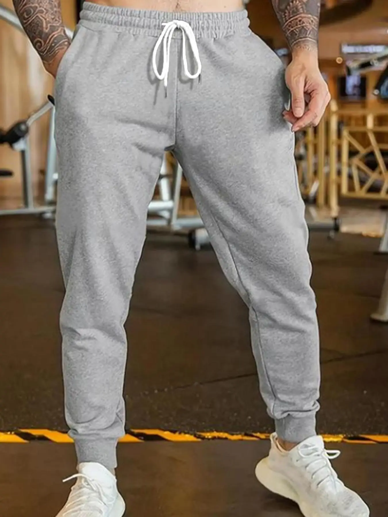 Men's Classic Simple Regular Fit Solid Pocket Drawstring Waist Jogger Pants, Summer Outfits 2024, Pants for Men, Summer Work Outfits, Casual Comfy Pla