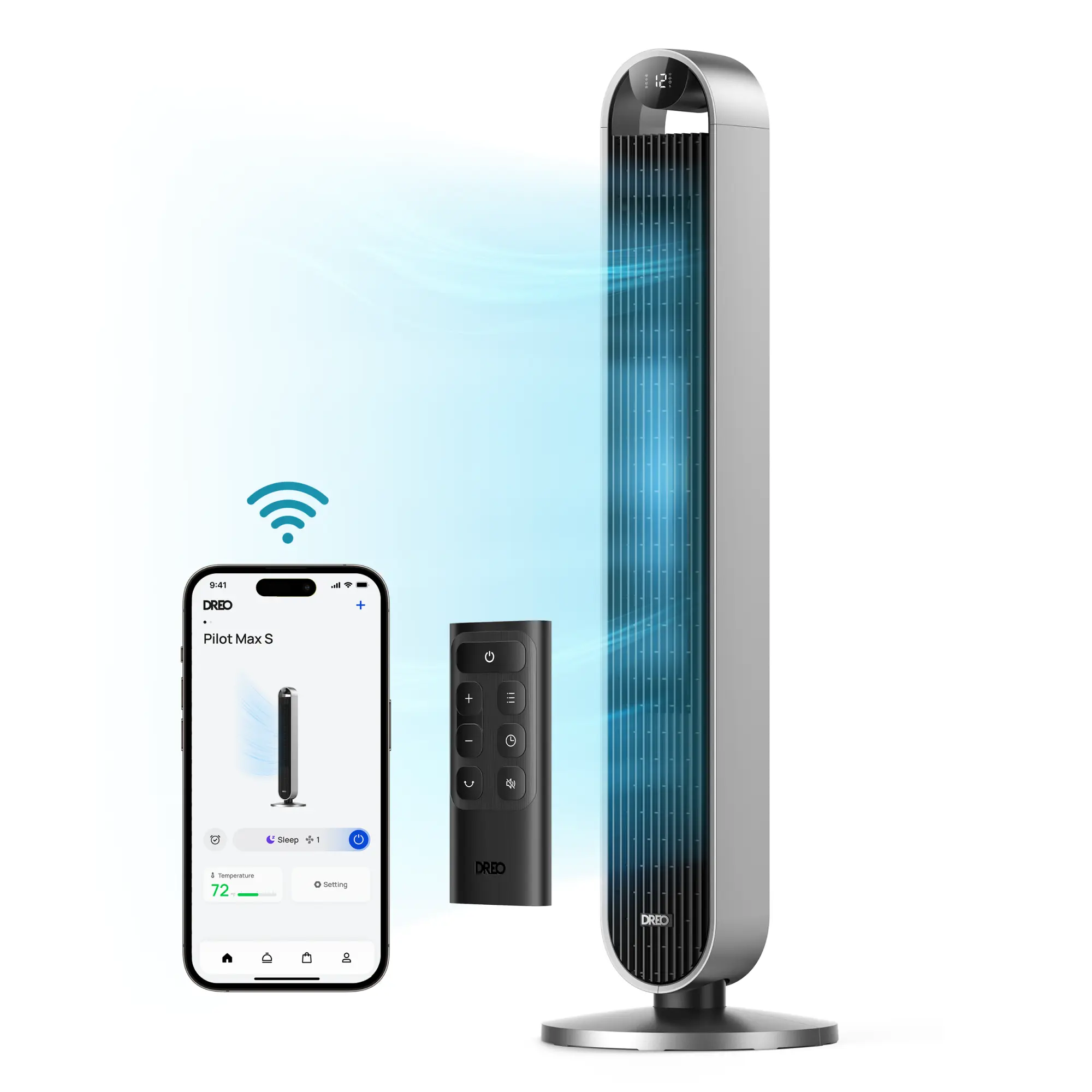 Dreo Tower Fan 42 Inch Pilot Max, Upgraded Smart Fans for home Works with Alexa/Google/App, 120° Oscillating Fans for Indoors, 25dB Quiet DC Standing Floor Fan for Bedroom, 12 Speeds, 12H Timer,back to school,back to school haul