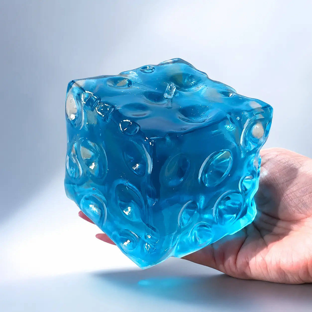 Cheese squishy, Giant Ice Cube Cheese Squeeze - Petroleum Jelly Filled Moldable Non-Rebound Stress Relief, Large Full-Size Desk Ornament & Adult Gift