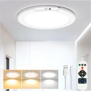 Ceiling Lights Rechargeable Motion Sensor Light Indoor Wireless Shower Light with Remote 3000K 4500K 6500K 7.48in Dimmable Timing Motion Activated Lamp for Closet Shower