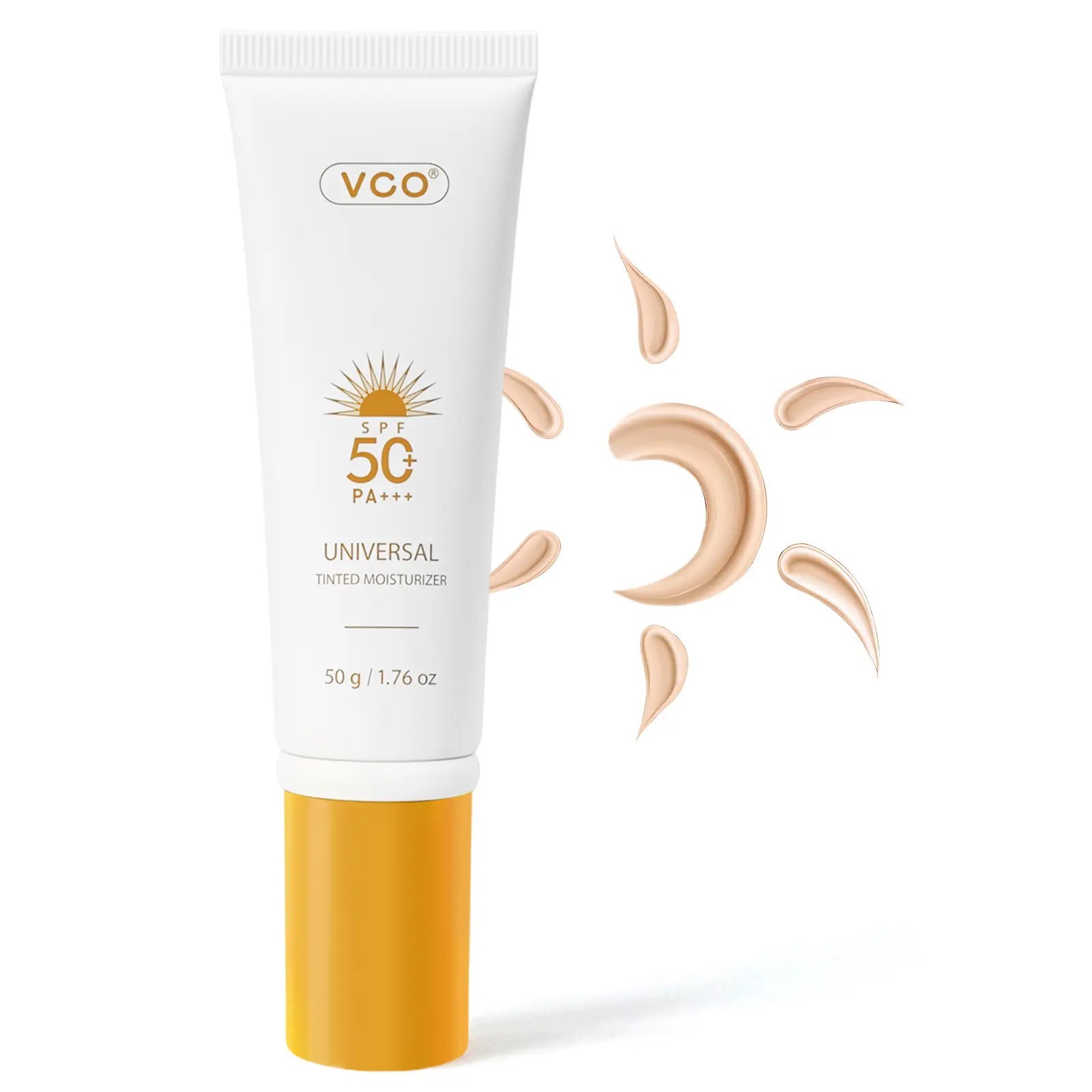 VGO Tinted Sunscreen for Face SPF 50, Tinted Moisturizer with SPF, Face Sunscreen for Women, Sweat Resistant Oil Free with No White Cast, 1.76oz