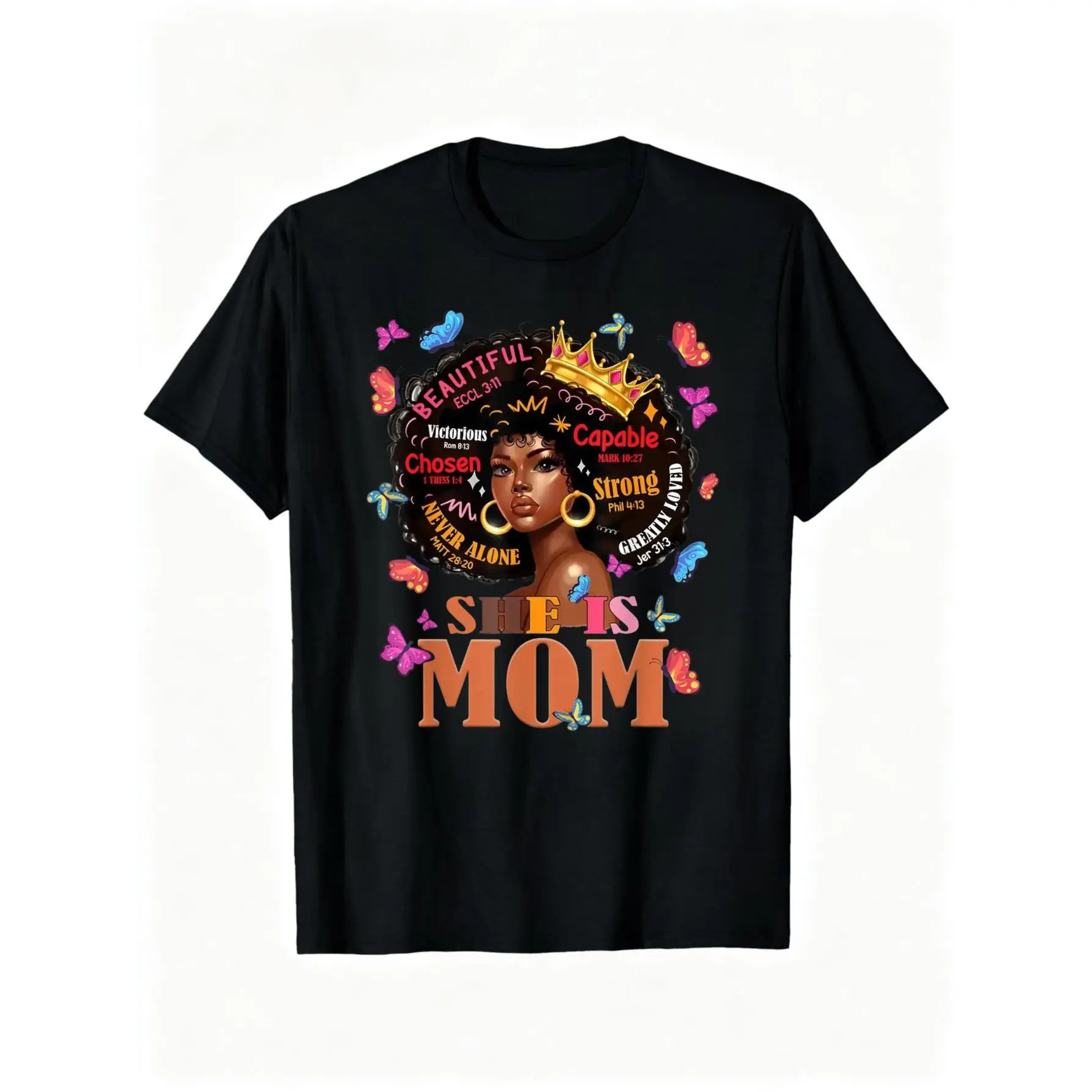 100% Cotton She is Me Black Women Afro African Christian Mother's Day T-Shirt
