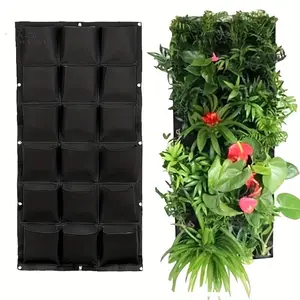 Vertical Wall Mounted Plant Growing Bag, 1 Count Multi-pocket design Felt Plant Growing Bag, Garden Bag for Home Garden