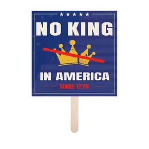No Kings Protest Sign on Sticks to Carry, Handheld Sign for Rally & Event, Single-Sided, Portable Protest Display "No Kings In America"