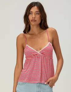 RSQ Womens Stripe Babydoll Top